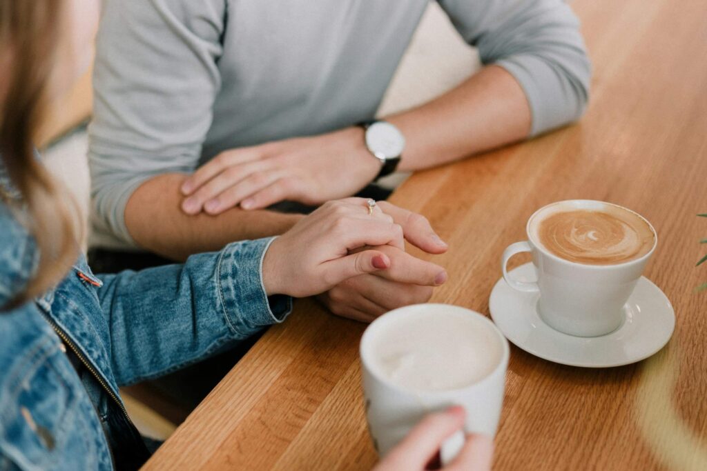 holding hands coffee date