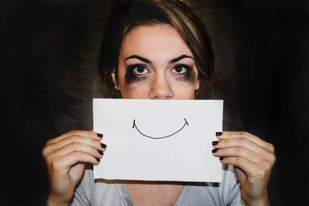 sad woman hiding smile sad woman hiding smile